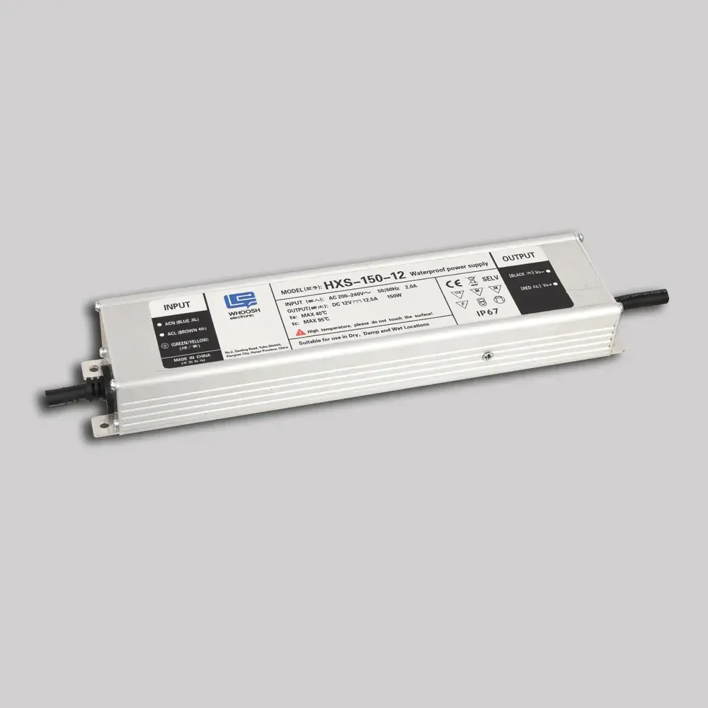 Fuente de alimentación impermeable IP67 de 150 W y 12,5 A, controlador de LED de voltaje constante de 12 V