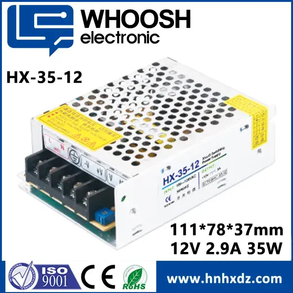 Fuente de alimentación LED de alta estabilidad de 35 W, 12 V y 24 V, protecciones SC, OV y OL, alta eficiencia,